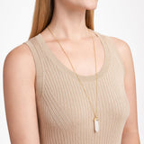 MORGAN & PAIGE Bronze 18K Gold, 14k Rose Gold or Rhodium Plated Hexagonal Crystal Pendant Necklace - Gold Necklace Healing Chakra Necklace for Women, Lab Created or Genuine Gemstones Gift 32"