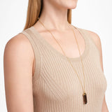 MORGAN & PAIGE Bronze 18K Gold, 14k Rose Gold or Rhodium Plated Hexagonal Crystal Pendant Necklace - Gold Necklace Healing Chakra Necklace for Women, Lab Created or Genuine Gemstones Gift 32"