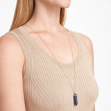 MORGAN & PAIGE Bronze 18K Gold, 14k Rose Gold or Rhodium Plated Hexagonal Crystal Pendant Necklace - Gold Necklace Healing Chakra Necklace for Women, Lab Created or Genuine Gemstones Gift 32"