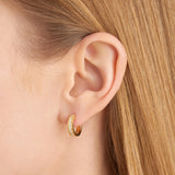 LUXLAB Diamond 1/2, 1/8 or 1/5 Carat Total Weight Lab-Created Diamond Hoop Earrings in 18K Gold-Plated Sterling Silver, Hypoallergenic Earrings for Women