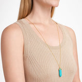 MORGAN & PAIGE Bronze 18K Gold, 14k Rose Gold or Rhodium Plated Hexagonal Crystal Pendant Necklace - Gold Necklace Healing Chakra Necklace for Women, Lab Created or Genuine Gemstones Gift 32"