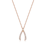 MORGAN & PAIGE 925 Sterling Silver 1" Wishbone Pendant Necklace on 18" Chain - Rose Gold/Yellow Gold/Silver