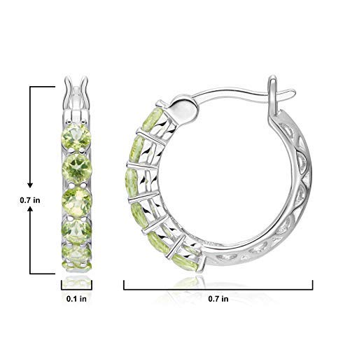 .925 Sterling Silver 3mm Gemstone Hoop Earrings - Choice of Gem Color