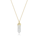 MORGAN & PAIGE Bronze 18K Gold, 14k Rose Gold or Rhodium Plated Hexagonal Crystal Pendant Necklace - Gold Necklace Healing Chakra Necklace for Women, Lab Created or Genuine Gemstones Gift 32"