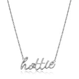 MORGAN & PAIGE .925 Sterling Silver Rhodium or 18K Yellow Gold Plated Statement Dainty Necklace for Women, Hypoallergenic Cursive Pendant Letter Necklaces for Women - 16in with 2in Extender Chain