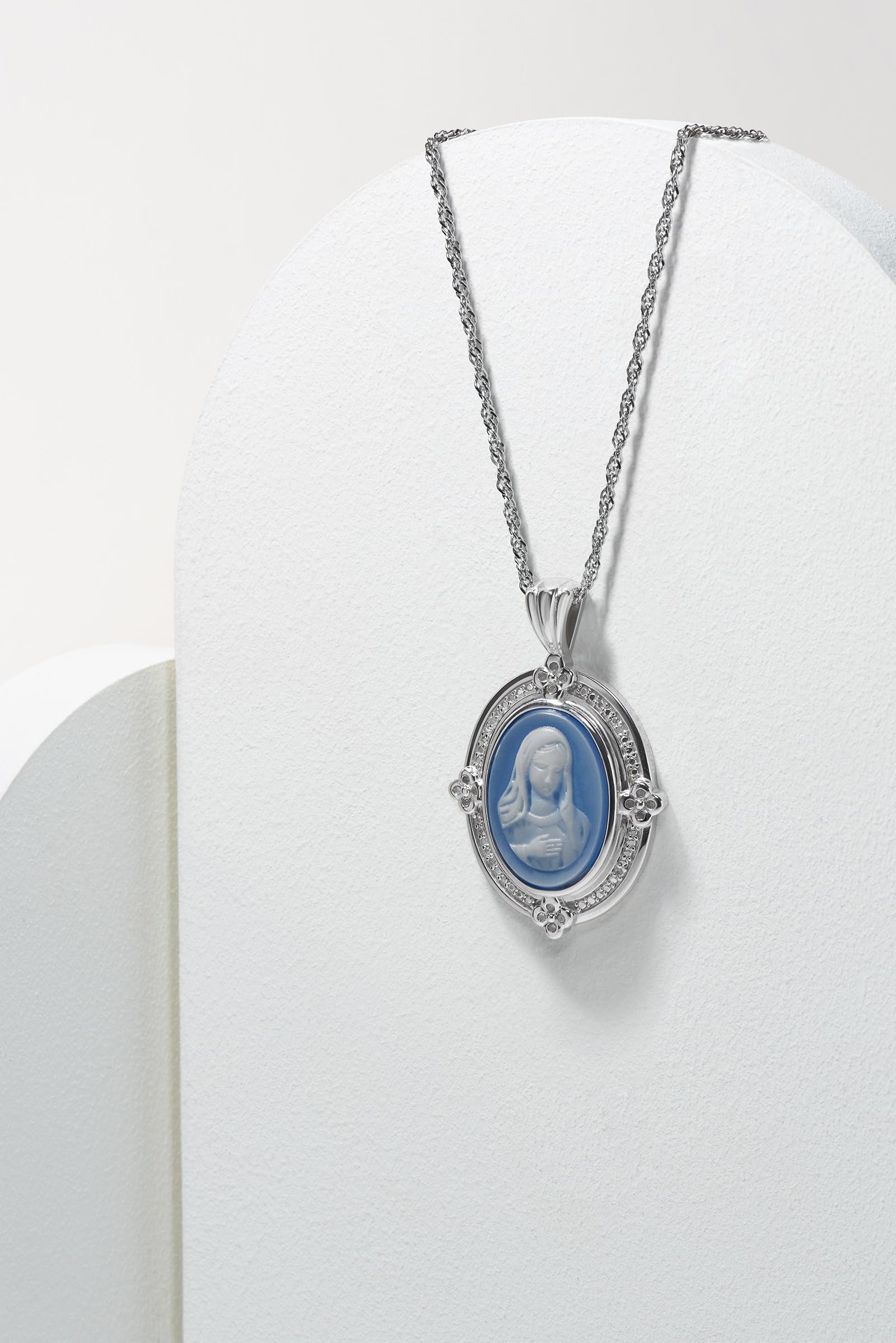 MORGAN & PAIGE .925 Sterling Silver Rhodium Plated Virgin Mary