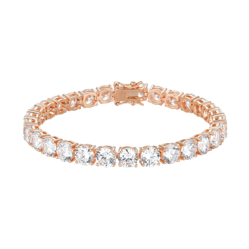 MORGAN & PAIGE 925 Sterling Silver Tennis Bracelet with Cubic Zirconia in Platinum, Yellow Gold, or Rose Gold Plated Finishes; Hypoallergenic Tarnish-Free, Silver Bracelet for Women,7.25 or 8 inch