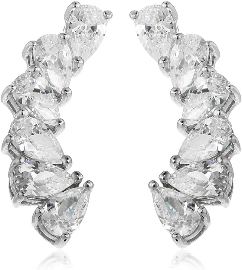 MORGAN & PAIGE Sterling Silver Cubic Zirconia Pear Cut Ear Crawlers