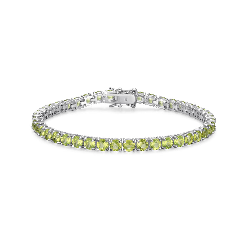 MORGAN & PAIGE .925 Sterling Silver Tennis Bracelet For Women - Genuine Natural or Created 4mm Gemstone Round Cut Birthstones, 7.25"