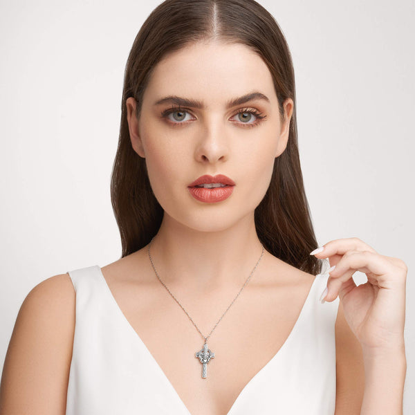 MORGAN & PAIGE Oxidized 925 Sterling Silver Celtic Claddagh Crown, Cross or Celtic Knot Pendant Necklace, 18"