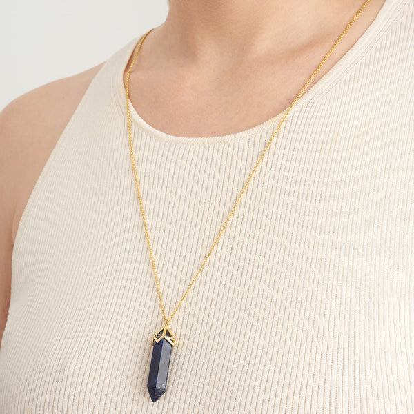MORGAN & PAIGE Bronze 18K Gold, 14k Rose Gold or Rhodium Plated Hexagonal Crystal Pendant Necklace - Gold Necklace Healing Chakra Necklace for Women, Lab Created or Genuine Gemstones Gift 32"