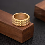 Room101 Gold Plated Stainless Steel 10mm Mens Spike Ring, Size 10