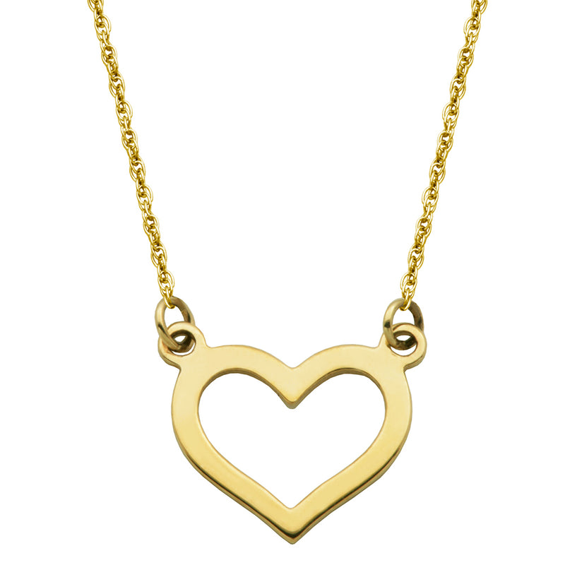 10K Yellow Gold 18” Open Heart Necklace
