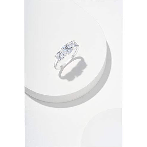 Sterling Silver Cubic Zirconia Three Stone Ring, Size 6