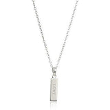 Dainty 925 Sterling Silver"Love" Vertical Bar Sentiment Pendant Necklace With 16" Cable Chain and 2" Extender