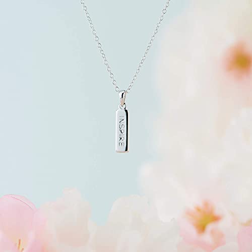 Dainty 925 Sterling Silver"Inspire" Vertical Bar Sentiment Pendant Necklace With 16" Cable Chain and 2" Extender