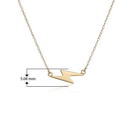 10k Yellow Gold Horizontal Lightning Bolt Pendant Necklace With 18" Rope Chain