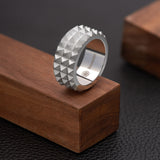 Room101 Matte Finish Stainless Steel 10mm Mens Spike Ring, Size 12