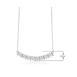 925 Sterling Silver Cubic Zirconia Curved Bar Necklace, 18"