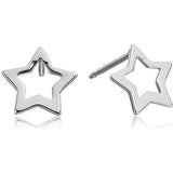 Rhodium Plated 925 Sterling Silver Cutout Star Stud Earrings