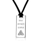Rhodium-Plated Sterling Silver Diamond "Mo Anam Cara" 4-prong setting Pendant Necklace with Celtic Knot Detail (1/10 cttw, J Color, I3 Clarity), 18"