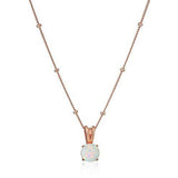 14K Rose Gold Plated 925 Sterling Silver Created Opal Pendant Station Necklace, 18"