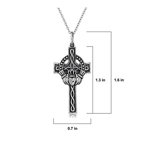 Sterling Celtic Claddagh Cross Charm Necklace | FashionJunkie4Life.com