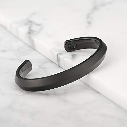 Room101 Stainless Steel with Black PVD Blade Cuff Bangle Bracelet, 8"