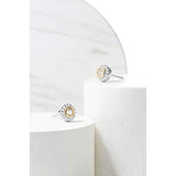 Sterling Silver Cubic Zirconia Round Halo Two Tone Stud Earrings