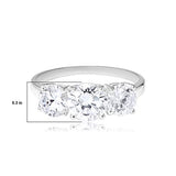 Sterling Silver Cubic Zirconia Three Stone Ring, Size 9