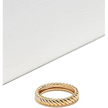 18K Yellow Gold Plated .925 Sterling Silver Sleek Twisted Rope Ring, Size 8