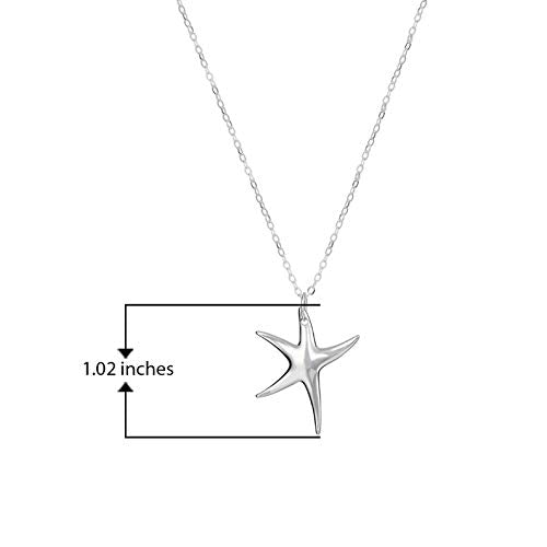 .925 Sterling Silver Starfish Pendant Necklace With 18" Cable Chain