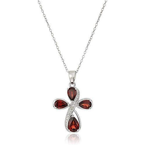 Divine Love Garnet Cross Necklace