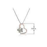 Sterling Silver Diamond Two Tone Butterfly Heart Pendant Necklace (1/10 cttw, I-J Color, I2-I3 Clarity), 18"
