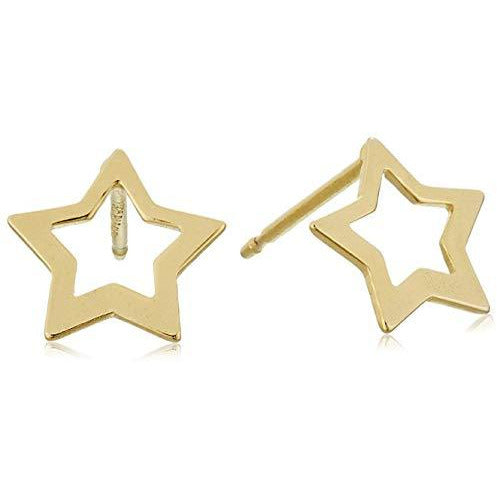 18k Yellow Gold Plated 925 Sterling Silver Cutout Star Stud Earrings