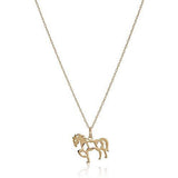 14k Yellow Gold Horse Pendant Necklace With 18" Rope Chain