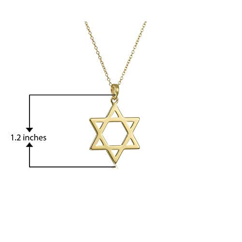 18k Yellow Gold Plated 925 Sterling Silver Star of David Pendant Necklace With 18" Cable Chain
