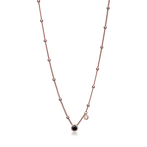 10K Rose Gold Bezel Set Black Diamond Station Necklace - 0.38 cttw, 17" + 2" Extension