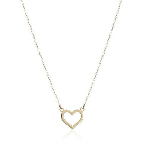 10K Yellow Gold 18” Open Heart Necklace