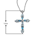 Sterling Silver Genuine Blue Topaz Tonal Cross Pendant Necklace, 18"
