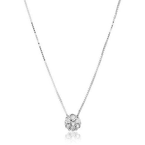 Sterling Silver Diamond Miracle Plate Pendant Necklace and Stud Earrings Jewelry Set