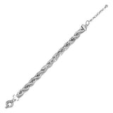 Monte Luna Fine Silver and Rhodium Plated Bronze 10mm Cubic Zirconia Rope Chain Bracelet, 7.25" + 1.5" Extension
