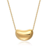 18K Yellow Gold Plated .925 Sterling Silver 12mm Bean Necklace, 18"