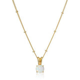 18K Yellow Gold Plated 925 Sterling Silver Created Opal Pendant Station Necklace, 18"