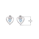 Rhodium Plated .925 Sterling Silver Genuine Blue Topaz December Birthstone Open Heart Petite Demi-Fine Stud Earrings
