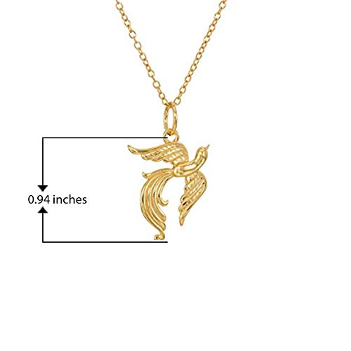 18k Yellow Gold Plated 925 Sterling Silver Openwork Rising Phoenix Pendant Necklace With 18" Cable Chain