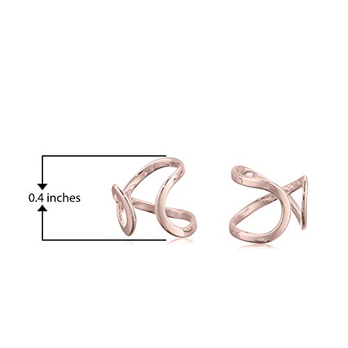 14k Rose Gold Plated 925 Sterling Silver Open Infinity Loop Ear Cuffs