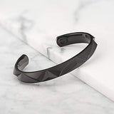 Room101 Stainless Steel with Black PVD Abstract Pyramid Cuff Bangle Bracelet, 8"