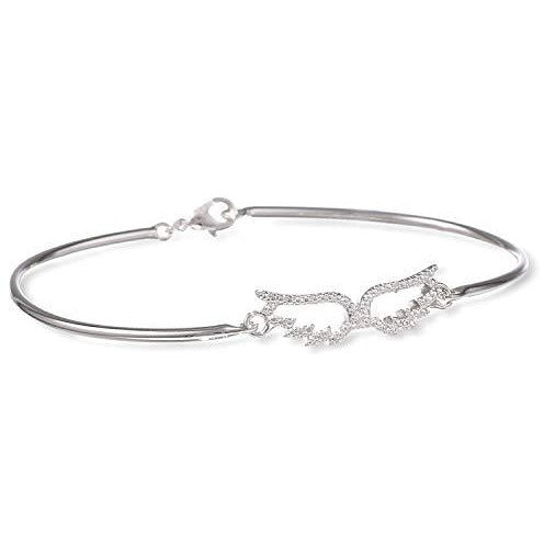 Diamond Accent Angel Wing Bangle Bracelet