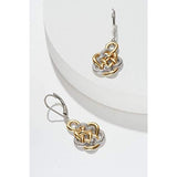 Two Tone 18k Yellow Gold and Rhodium Plated 925 Sterling Silver Celtic Knot Drop Earrings